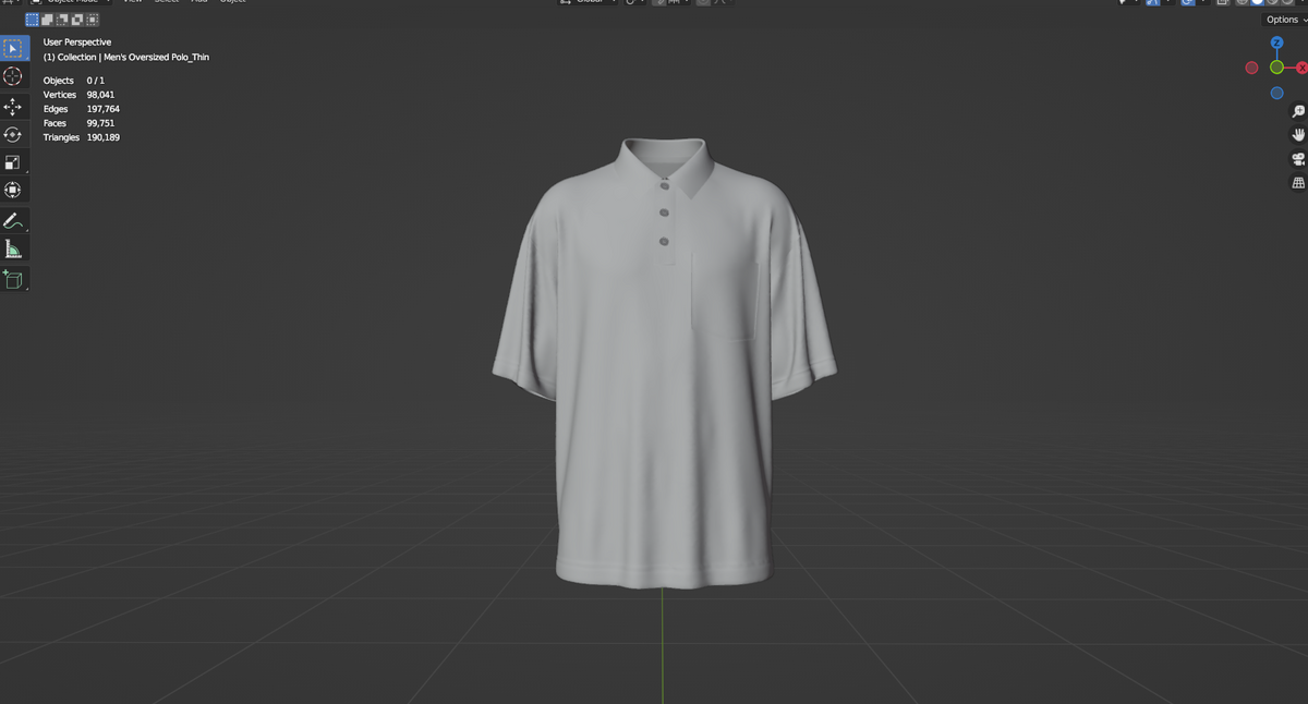 Men's Oversized Polo 3d Model Marvelous Designer-Clo3d-fbx-obj-Zprj