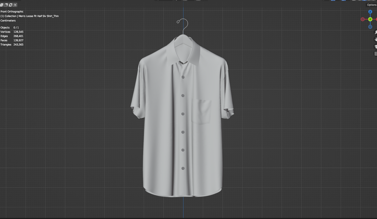 Men Loose Fit Half Slv Shirt On Hanger 3d Model Marvelous Designer-Clo3d-fbx-obj-Zprj