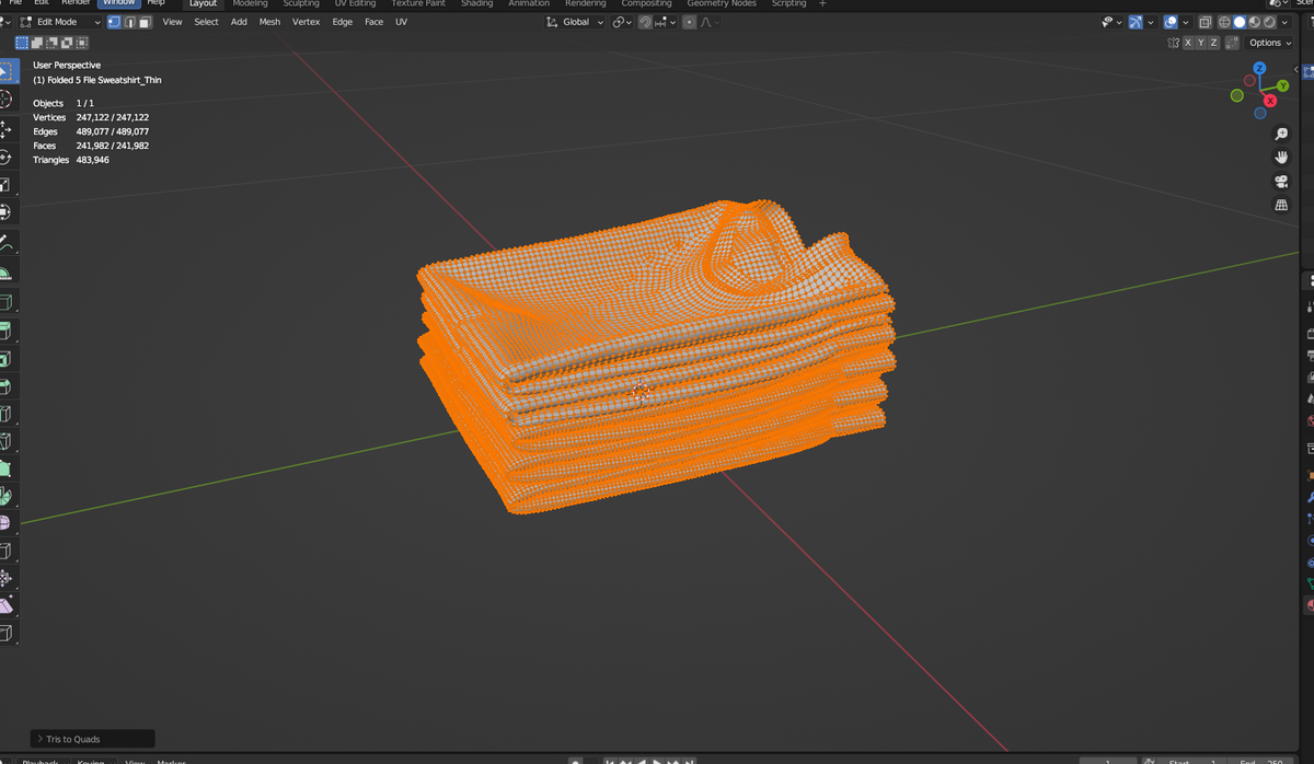 Folded 5 Pile Sweatshirt 3d Model Marvelous Designer-Clo3d-fbx-obj-Zprj