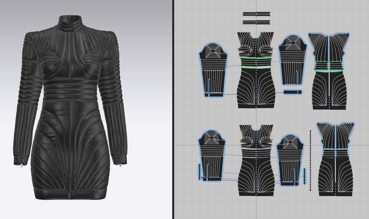 Women Leather padded dress 3d Model Marvelous Designer-Clo3d-fbx-obj-Zprj