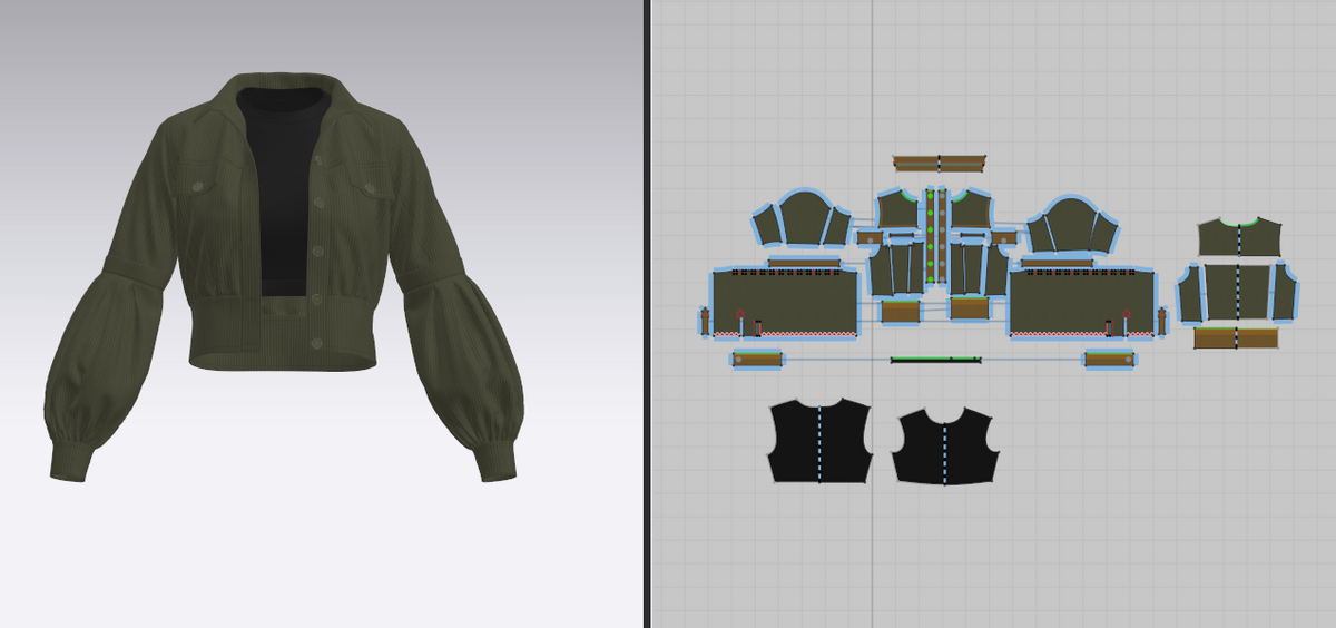 Women's Corduroy Cropped Jacket 3d Model Marvelous Designer-Clo3d-fbx-obj-Zprj