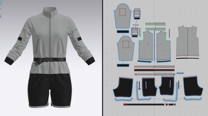 Womens Jacket And Shorts Outfit 3d Model Marvelous Designer-Clo3d-fbx-obj-Zprj