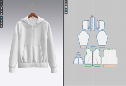 Men's Front Zip Hoodie_Hanged 3d Model Marvelous Designer-Clo3d-fbx-obj-Zprj