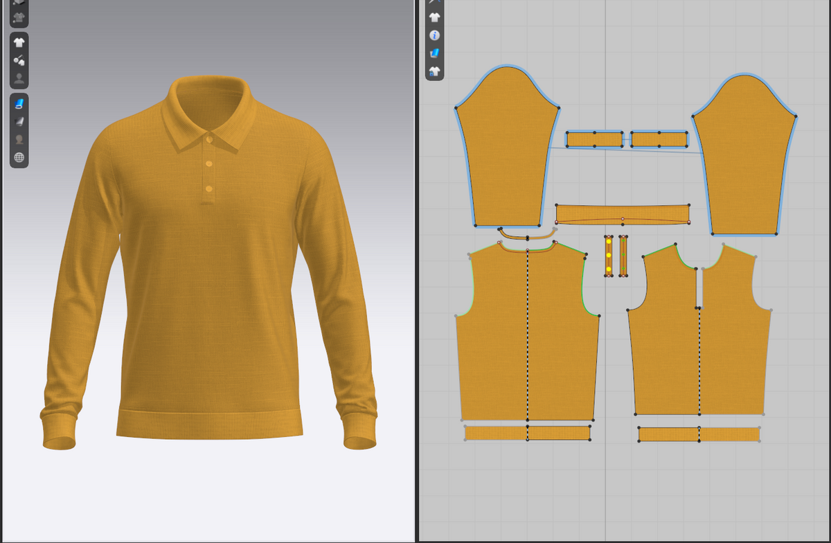 Men's Full Sleeve Ribbed Polo 3d Model Marvelous Designer-Clo3d-fbx-obj-Zprj