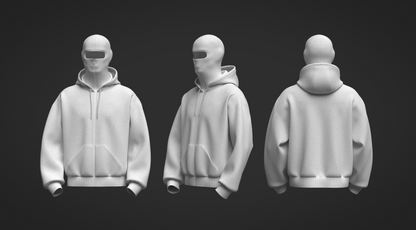Male Oversized Balaclava Hoodie 3d Model Marvelous Designer-Clo3d-fbx-obj-Zprj