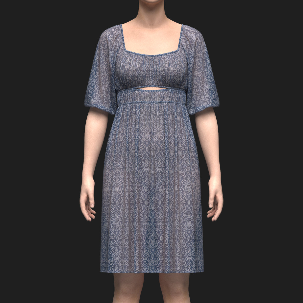 Female Gathered dress 3d Model Marvelous Designer-Clo3d-fbx-obj-Zprj