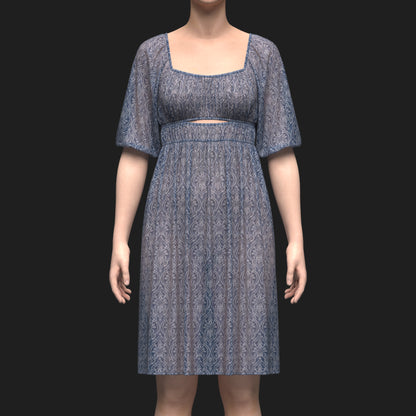Female Gathered dress 3d Model Marvelous Designer-Clo3d-fbx-obj-Zprj