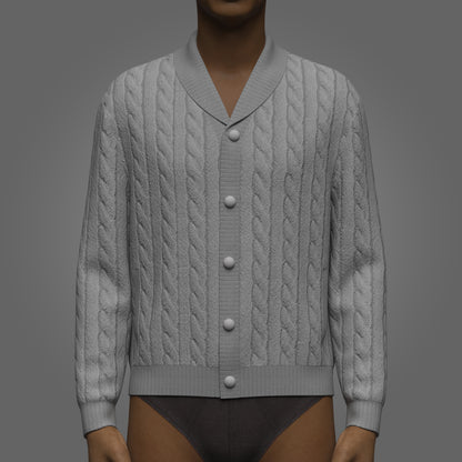 Men sweaters Cardigans 3d Model Marvelous Designer-Clo3d-fbx-obj-Zprj