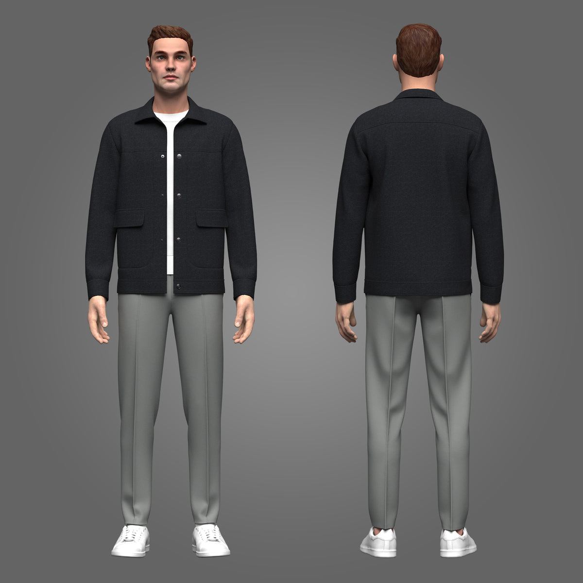 Male Jacket and pant outfit 3d Model Marvelous Designer-Clo3d-fbx-obj-Zprj