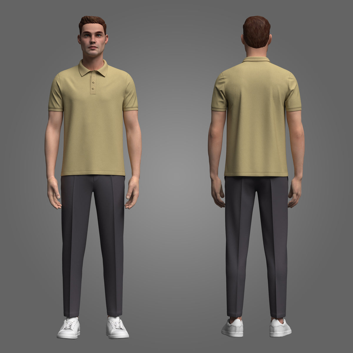 Male Polo and Pant outfit 3d Model Marvelous Designer-Clo3d-fbx-obj-Zprj