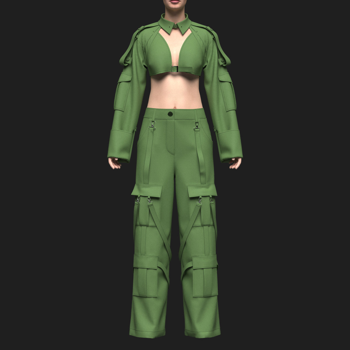 Women's Top And Cargo Pant 3d Model Marvelous Designer-Clo3d-fbx-obj-Zprj