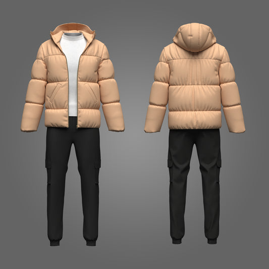Men's Puffer Jacket Outfit 3d Model Marvelous Designer-Clo3d-fbx-obj-Zprj