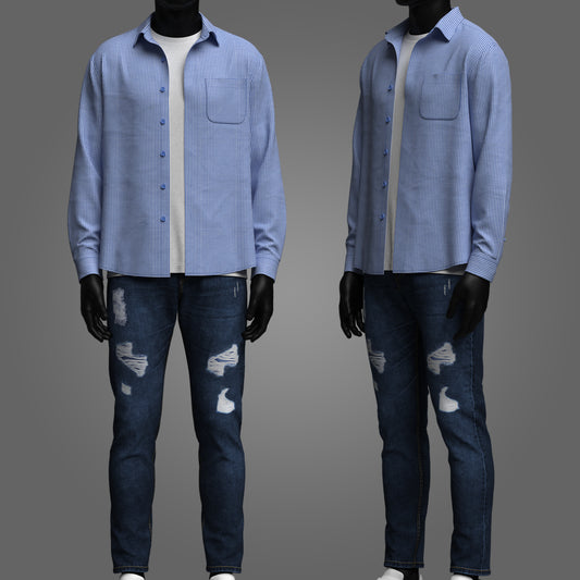 Male Shirt and Jeans Outfit 3d Model Marvelous Designer-Clo3d-fbx-obj-Zprj