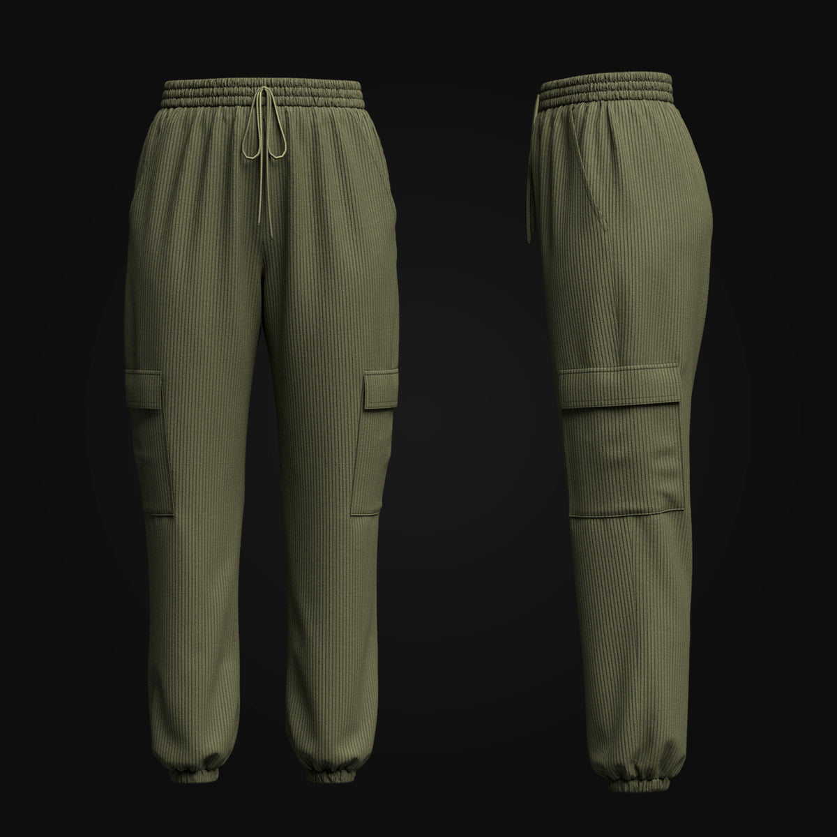 Women's Corduroy Pant 3d Model Marvelous Designer-Clo3d-fbx-obj-Zprj