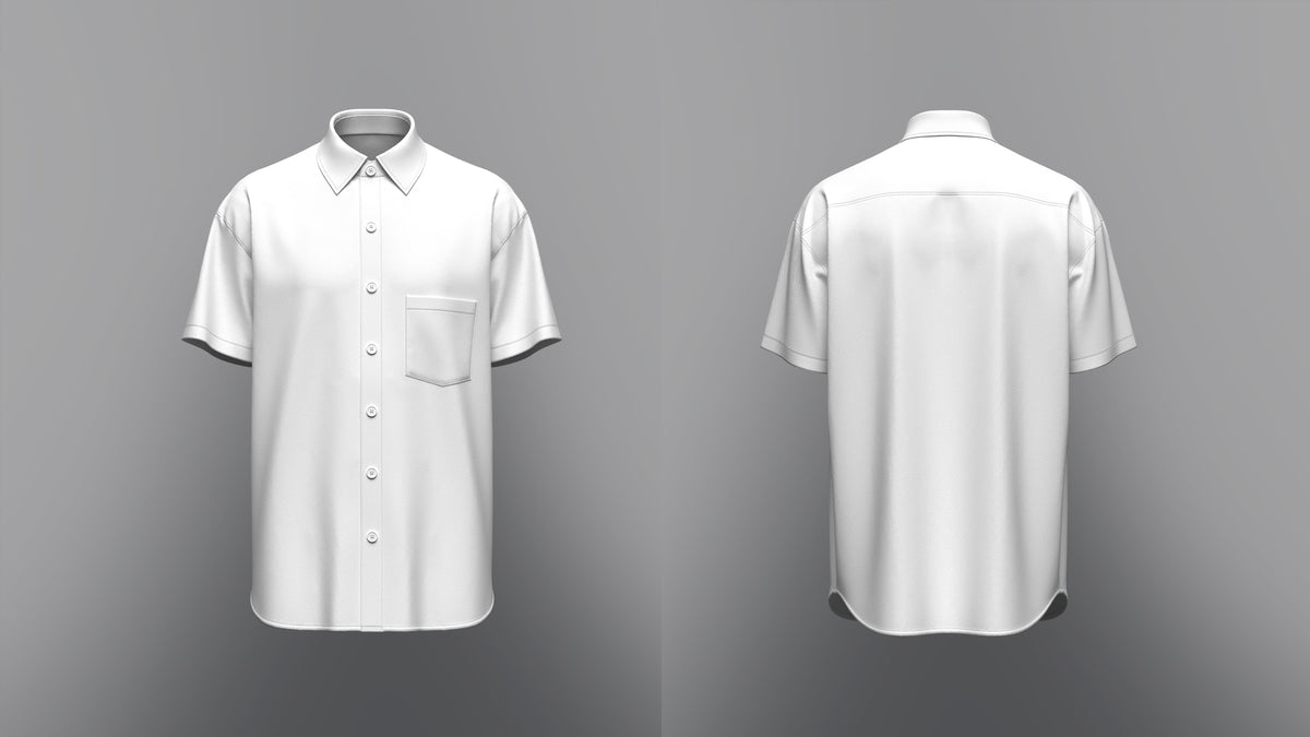 Men's Loose Fit Half Slv Shirt 3d Model Marvelous Designer-Clo3d-fbx-obj-Zprj