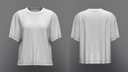 Women Half Sleeve Loose Fit T-Shirt 3d Model Marvelous Designer-Clo3d-fbx-obj-Zprj