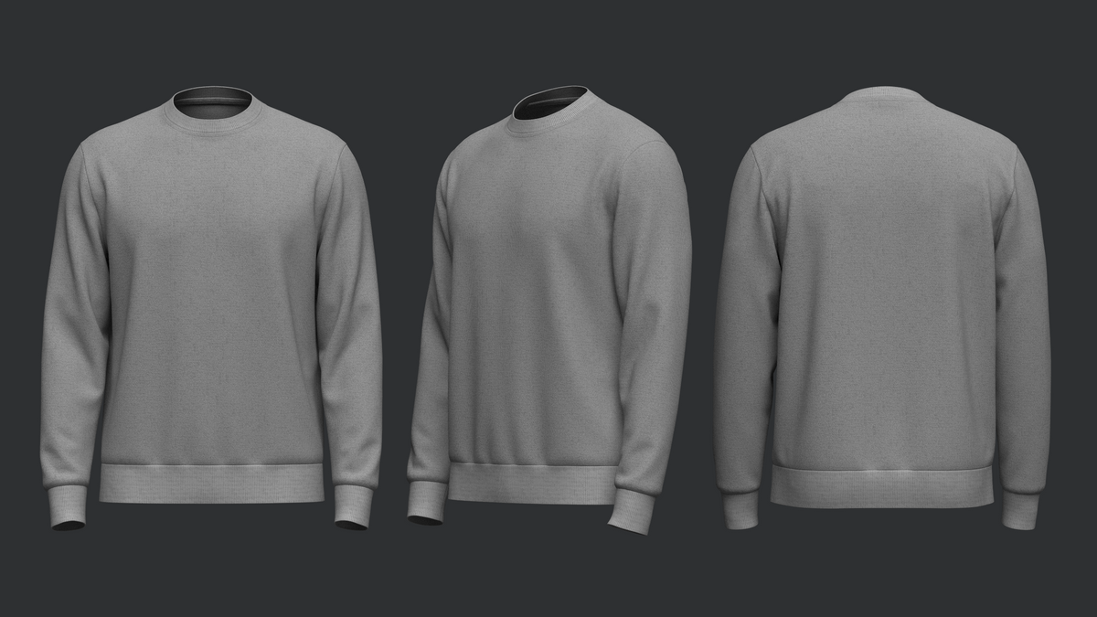 Male Sweatshirt 3d Model Marvelous Designer-Clo3d-fbx-obj-Zprj