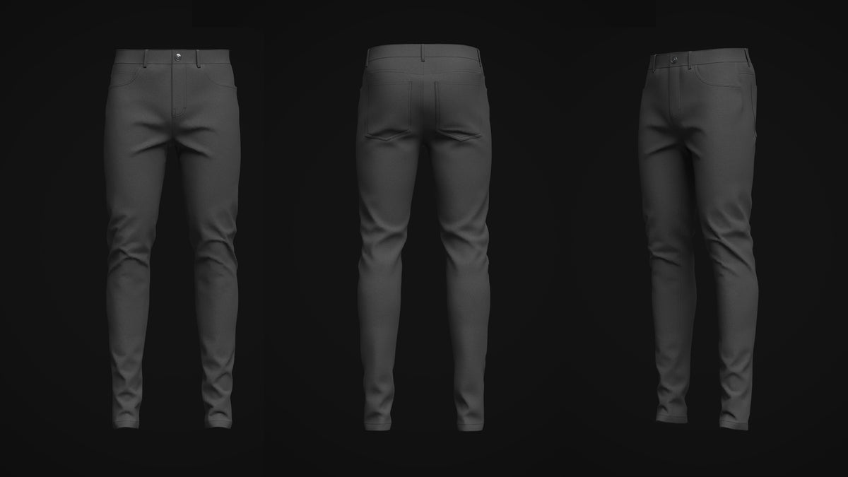 Men's Black Denim Pant 3d Model Marvelous Designer-Clo3d-fbx-obj-Zprj