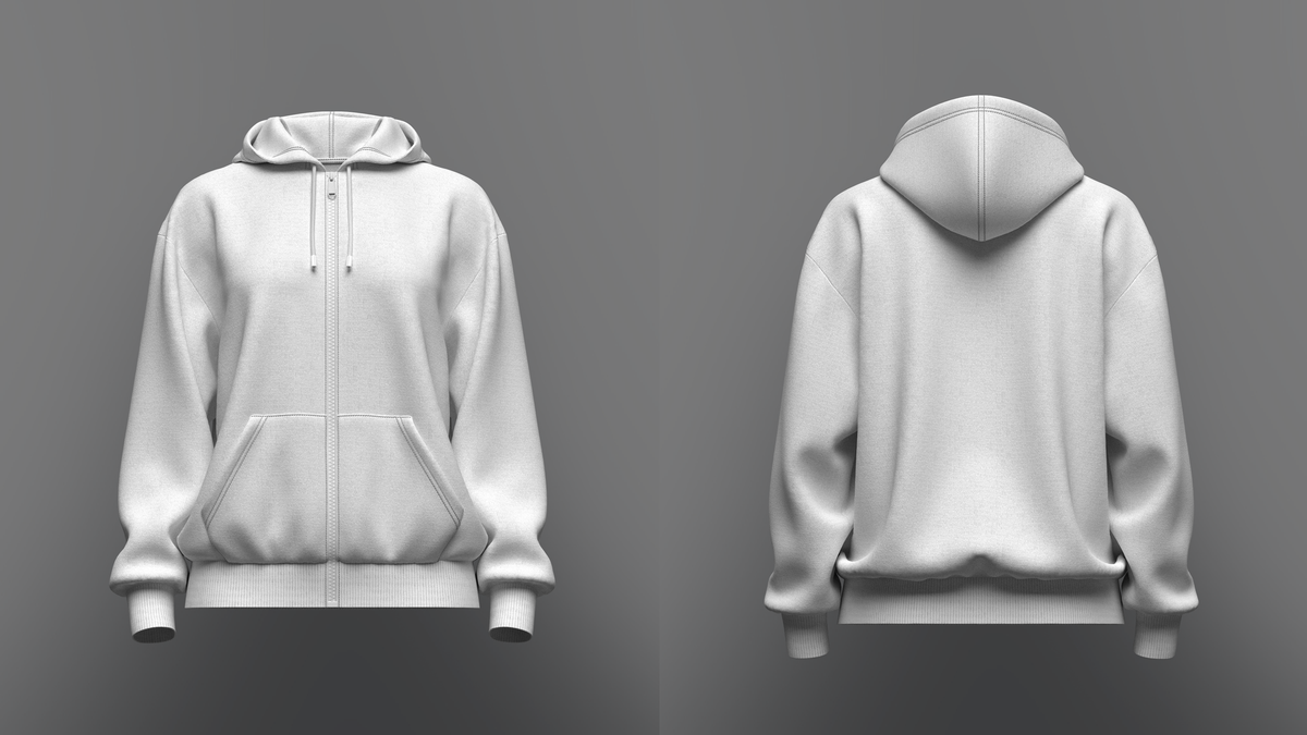 Women's Oversized Hoodie Set in Zip And Pocket 3d Model Marvelous Designer-Clo3d-fbx-obj-Zprj