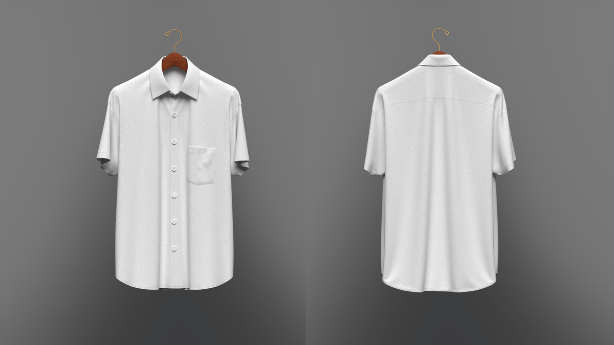 Men Loose Fit Half Slv Shirt On Hanger 3d Model Marvelous Designer-Clo3d-fbx-obj-Zprj