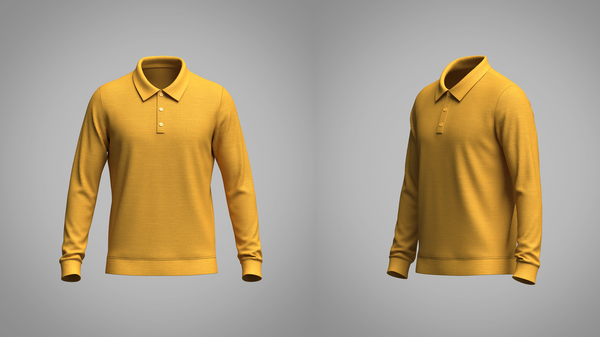 Men's Full Sleeve Ribbed Polo 3d Model Marvelous Designer-Clo3d-fbx-obj-Zprj