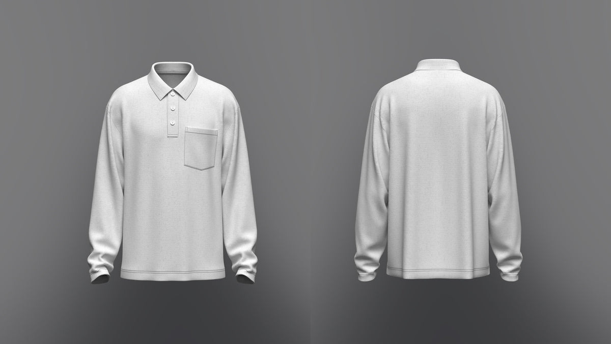 Men's Oversized Full Sleeve Polo 3d Model Marvelous Designer-Clo3d-fbx-obj-Zprj