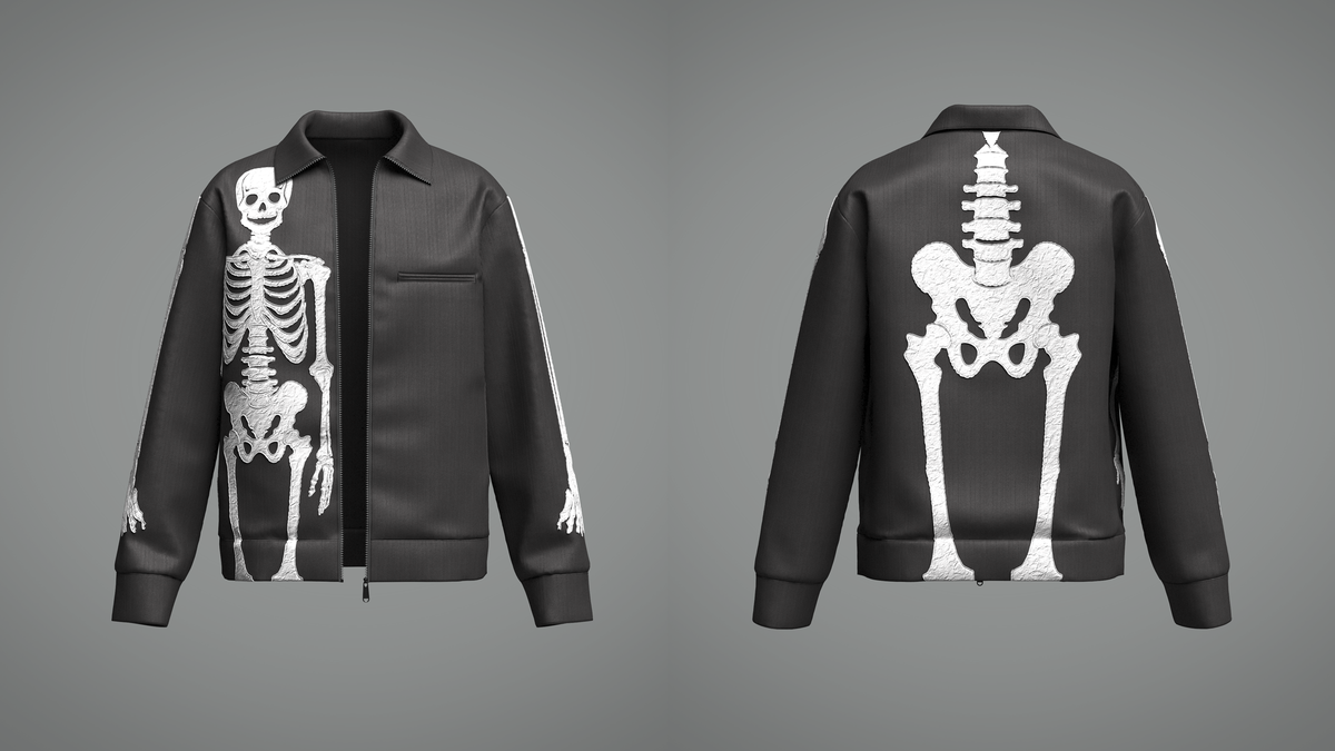 Men's Skeleoton Jacket 3d Model Marvelous Designer-Clo3d-fbx-obj-Zprj