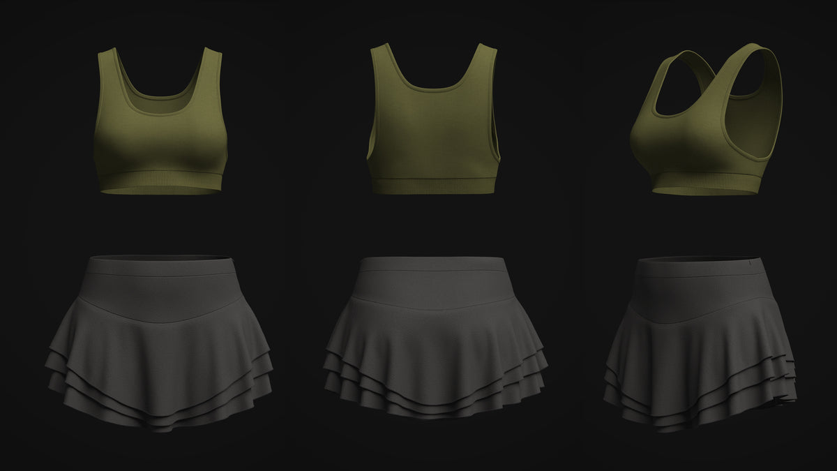 Woman Sports wear 3d Model Marvelous Designer-Clo3d-fbx-obj-Zprj