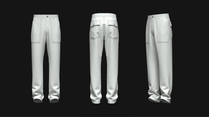 Men's Worker Pant 3d Model Marvelous Designer-Clo3d-fbx-obj-Zprj