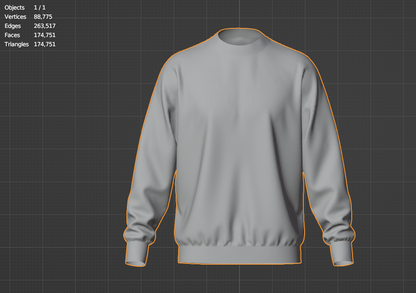 Men's Sweatshirt 3d Model Marvelous Designer-Clo3d-fbx-obj-Zprj