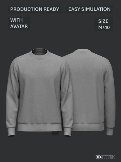 Male Sweatshirt 3d Model Marvelous Designer-Clo3d-fbx-obj-Zprj