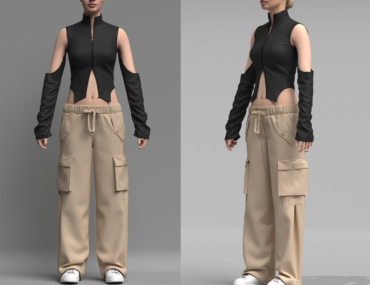 Women's Street wear Outfit 3d Model Marvelous Designer-Clo3d-fbx-obj-Zprj