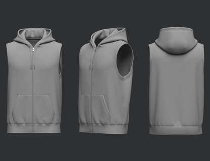 Male Sleeveless Hoodie 3d Model Marvelous Designer-Clo3d-fbx-obj-Zprj