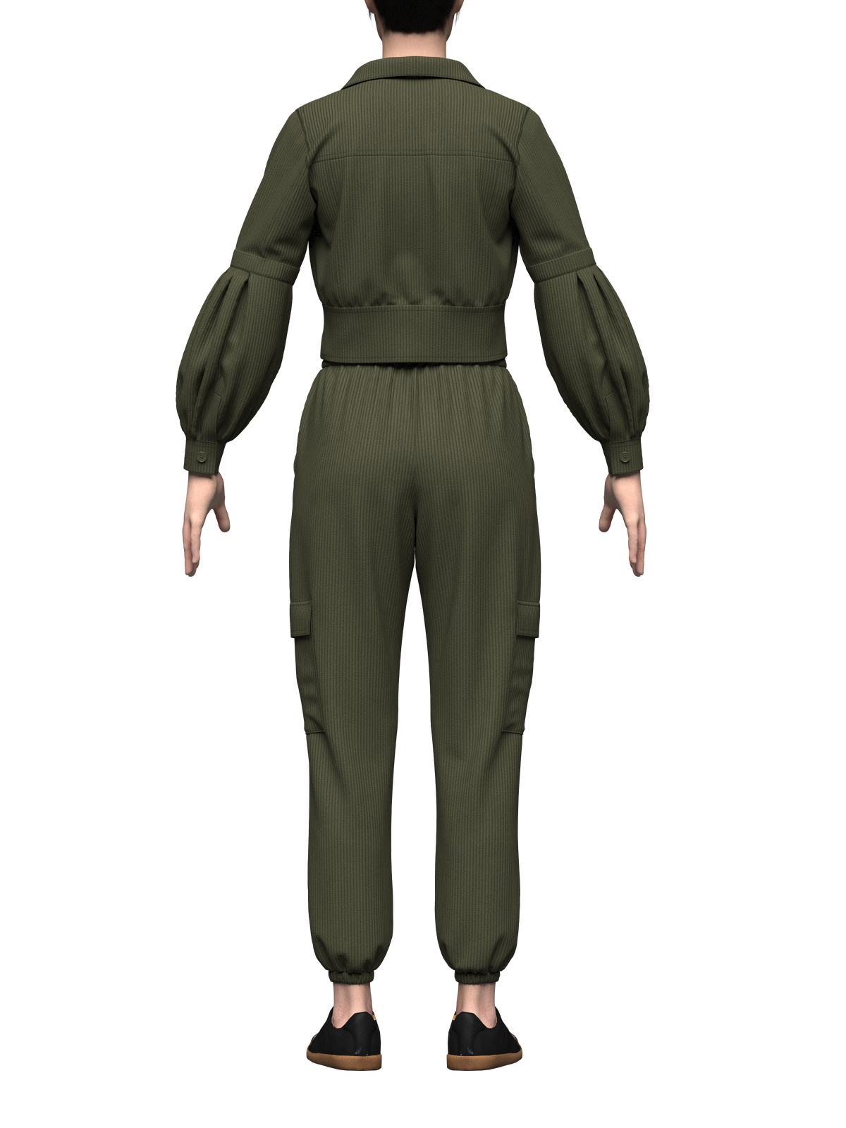 Women's Corduroy Cropped Jacket Outfit 3d Model Marvelous Designer-Clo3d-fbx-obj-Zprj