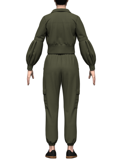 Women's Corduroy Cropped Jacket Outfit 3d Model Marvelous Designer-Clo3d-fbx-obj-Zprj