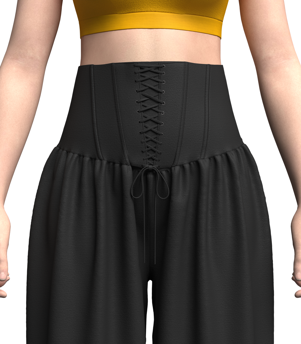 Woman Crop top and genie pant 3d Model Marvelous Designer-Clo3d-fbx-obj-Zprj
