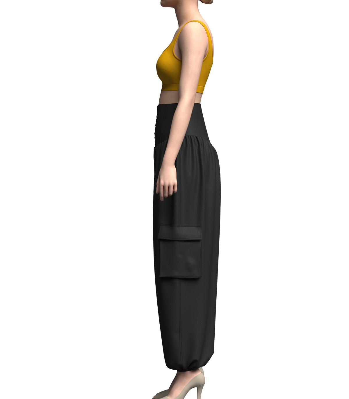 Woman Crop top and genie pant 3d Model Marvelous Designer-Clo3d-fbx-obj-Zprj