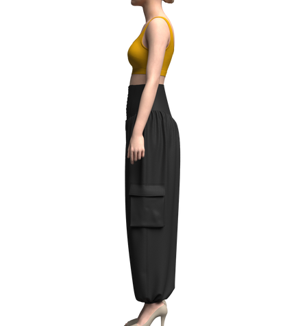 Woman Crop top and genie pant 3d Model Marvelous Designer-Clo3d-fbx-obj-Zprj