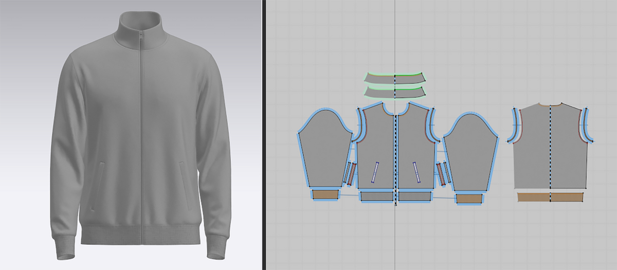 Male Full Zip Stand Collar Jacket 3d Model Marvelous Designer-Clo3d-fbx-obj-Zprj