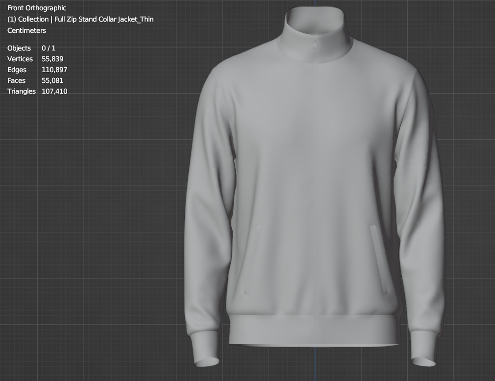 Male Full Zip Stand Collar Jacket 3d Model Marvelous Designer-Clo3d-fbx-obj-Zprj