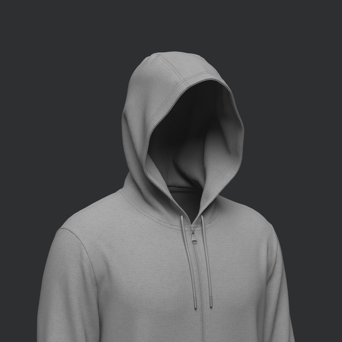 Male Front Zip Hoodie Hood Up 3d Model Marvelous Designer-Clo3d-fbx-obj-Zprj