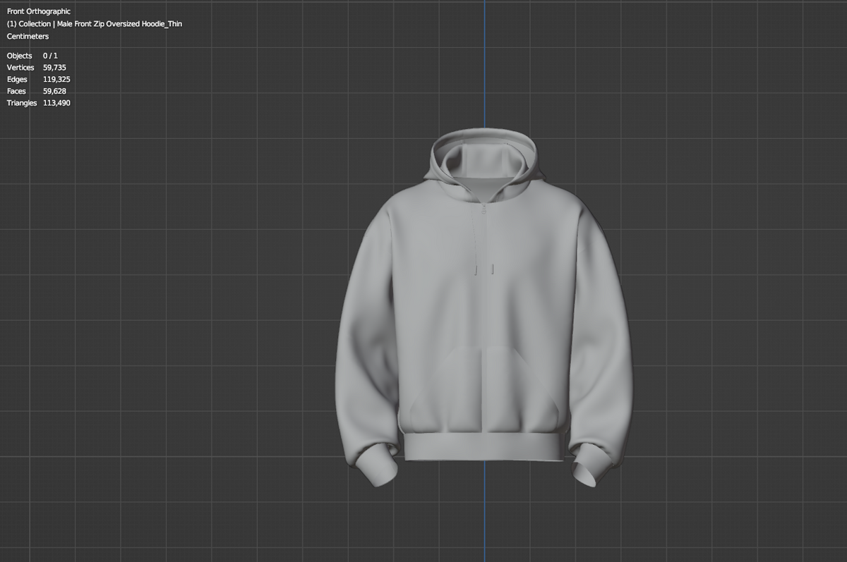 Male Front Zip Oversized Hoodie 3d Model Marvelous Designer-Clo3d-fbx-obj-Zprj