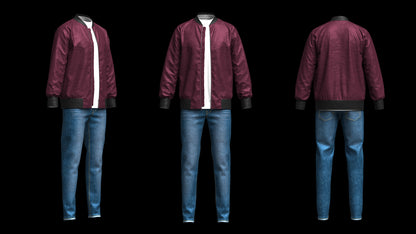 Men's Winter Outfit Bomber Jacket Sweatshirt Jeans 3d Model Marvelous Designer-Clo3d-fbx-obj-Zprj