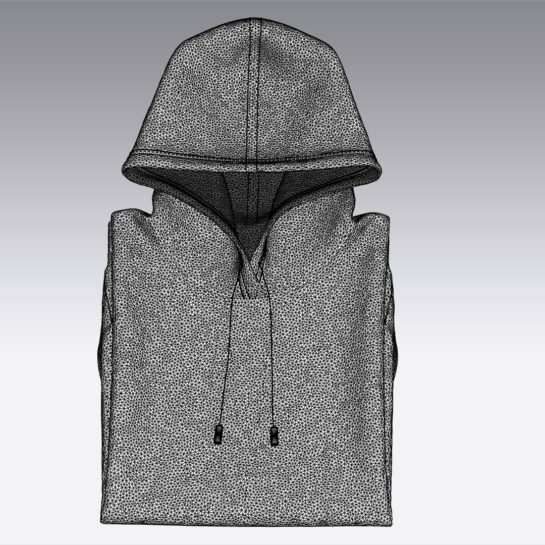 Folded Hoodie 3d Model Marvelous Designer-Clo3d-fbx-obj-Zprj