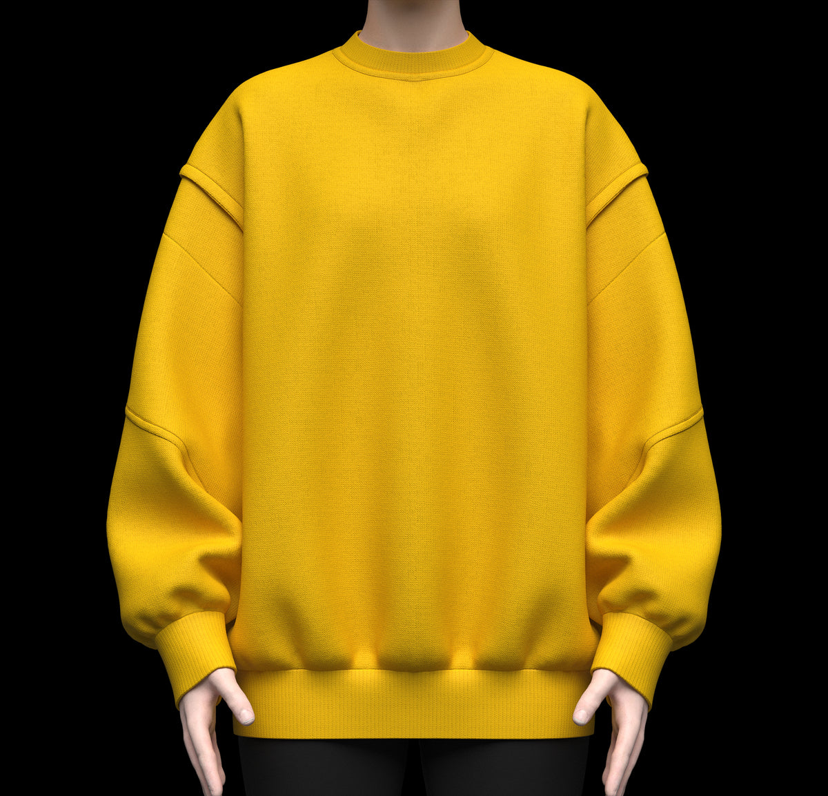 Women's Oversized Sweatshirt Yellow 3d Model Marvelous Designer-Clo3d-fbx-obj-Zprj