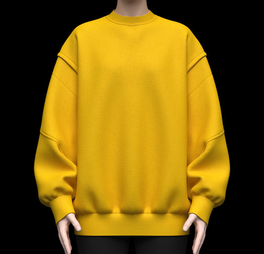 Women's Oversized Sweatshirt Yellow 3d Model Marvelous Designer-Clo3d-fbx-obj-Zprj