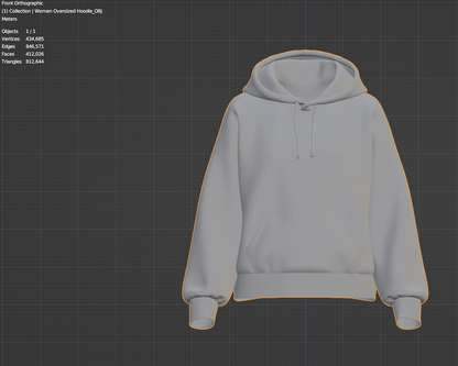 Women Oversized Hoodie 3d Model Marvelous Designer-Clo3d-fbx-obj-Zprj