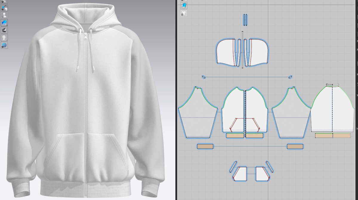 Men's Raglan Oversize Front Zip Hoodie 3d Model Marvelous Designer-Clo3d-fbx-obj-Zprj