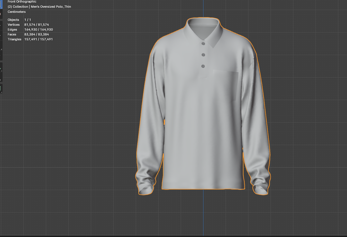 Men's Oversized Full Sleeve Polo 3d Model Marvelous Designer-Clo3d-fbx-obj-Zprj