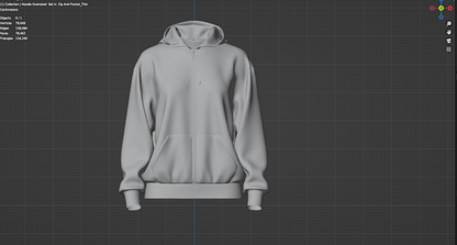 Women's Oversized Hoodie Set in Zip And Pocket 3d Model Marvelous Designer-Clo3d-fbx-obj-Zprj